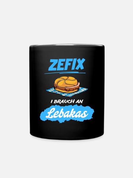 ZEFIX LEBAKAS T-SHIRT BAYERN DIALEKT LEBERKAS - Tasse einfarbig - Schwarz