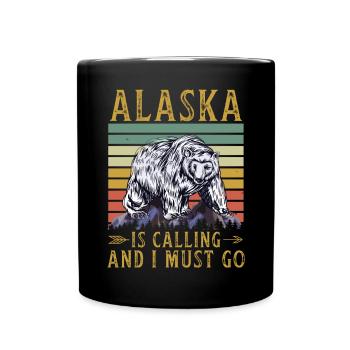 Alaska Gift USA Nature Bear Denali Grizzly Forest - Full Colour Mug - black - Front