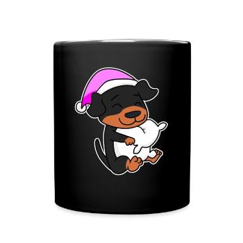 Hund Hunderasse Rottweiler - Tasse einfarbig - Schwarz - Vorne