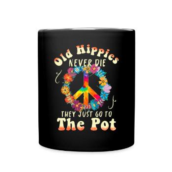 Hippie Peace Groovy Flowerpower Boho Woodstock - Full Colour Mug - black - Front