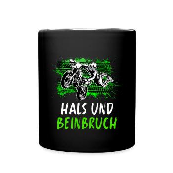 Motocross Tshirt Für Herren Damen Enduro Supermoto - Tasse einfarbig - Schwarz - Vorne