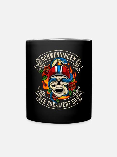 Schwenningen Biker Geschenk Es eskaliert eh - Tasse einfarbig - Schwarz
