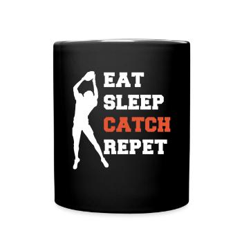 Eat Sleep Catch Repeat Football Wild Receiver - Tasse einfarbig - Schwarz - Vorne