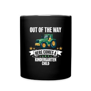 Out of the way here comes a kindergartner Tractor - Full Colour Mug - black - Front
