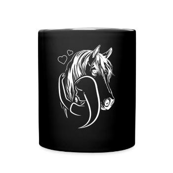 Cavalier Chevaux Fille Lineart Cheval - Mug uni - noir - Devant