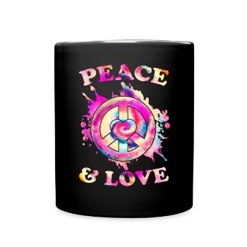 Frieden Liebe Hippie - Tasse einfarbig - Schwarz - Vorne