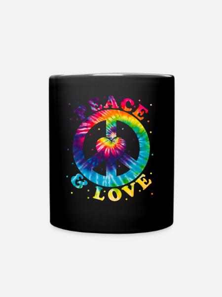 Frieden Liebe Hippie - Tasse einfarbig - Schwarz