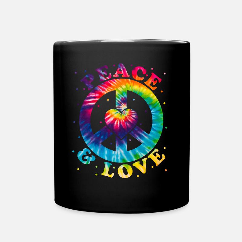Frieden Liebe Hippie - Tasse einfarbig - Schwarz