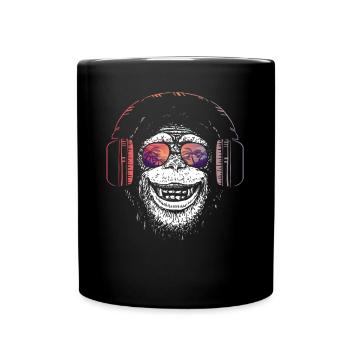 Affe Dj Kopfhörer - Tasse einfarbig - Schwarz - Vorne