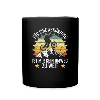 Fahrradfahrer Kein Umweg Zu Weit - Tasse einfarbig - Schwarz - Vorne
