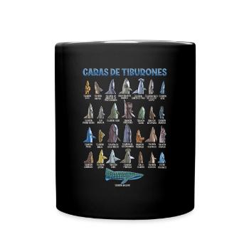 Types of sharks Identification Faces - Full Colour Mug - black - Front