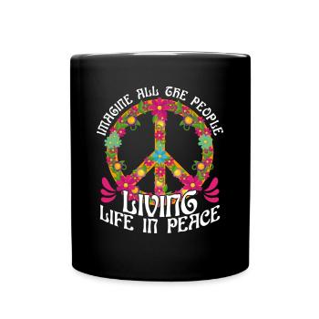 Symbol of World Peace Flowers Imagine - Full Colour Mug - black - Front