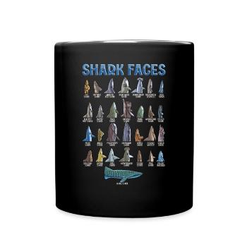 Types of sharks Identification Faces - Full Colour Mug - black - Front