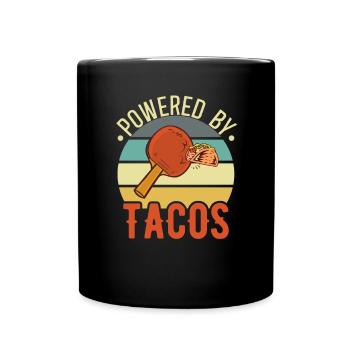 Powered by Tacos Funny Table Tennis Taco - Full Colour Mug - black - Front