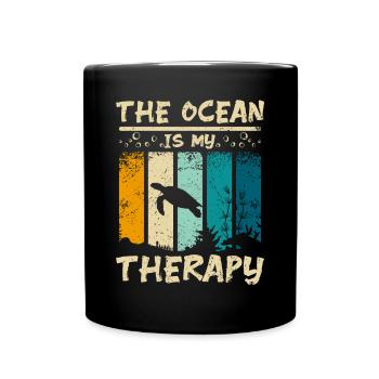 The ocean is my therapy - Tasse einfarbig - Schwarz - Vorne