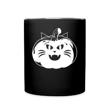 Halloween Pumpkin Cat Halloween Cat - Full Colour Mug - black - Front
