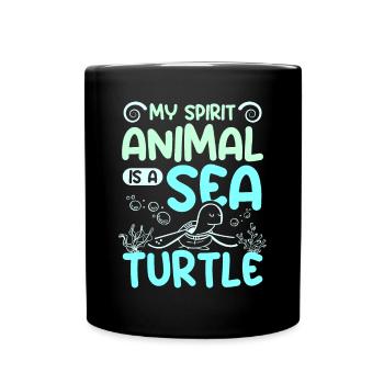 Mon animal spirituel est une tortue de mer - Mug uni - noir - Devant