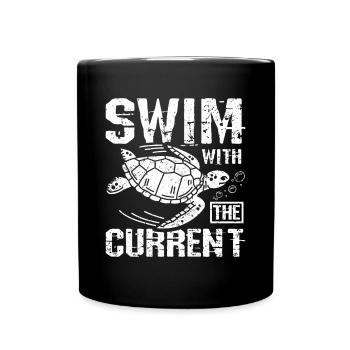 Sea turtle swim with the current - Tasse einfarbig - Schwarz - Vorne