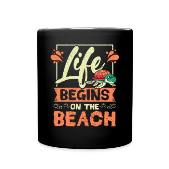 Sea turtle life begins on the beach - Tasse einfarbig - Schwarz - Vorne