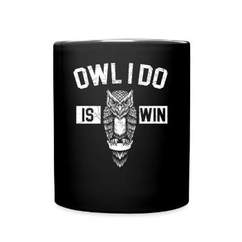 Eule, die ich mache, gewinnt nächtlicher Vogel Eulenflüsterer - Tasse einfarbig - Schwarz - Vorne