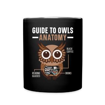 Guide To Owls Anatomy Owl Lover Nocturnal Bird - Full Colour Mug - black - Front