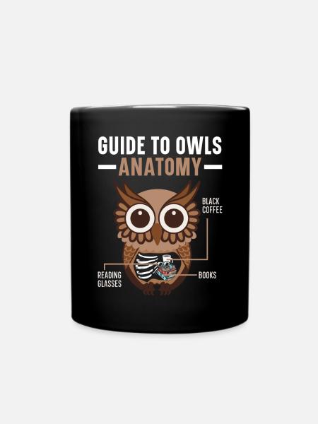 Leitfaden für Eulen Anatomie Eule Liebhaber Nachtaktiver Vogel - Tasse einfarbig - Schwarz