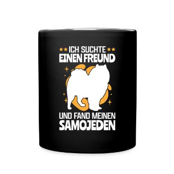Ich fand meinen Samojede Schlittenhund - Tasse einfarbig - Schwarz - Vorne