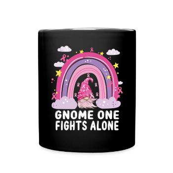 Gnome One Fights Pink Breast Cancer Alone - Full Colour Mug - black - Front