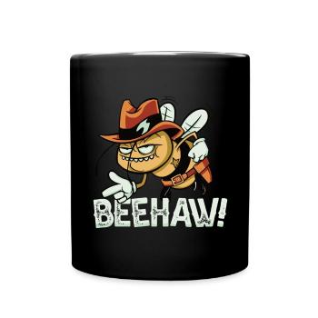 Beehaw Bee with Cowboy Hat Yeehaw - Full Colour Mug - black - Front