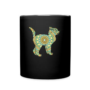 Mandala Cat Geometry Pattern - Full Colour Mug - black - Front