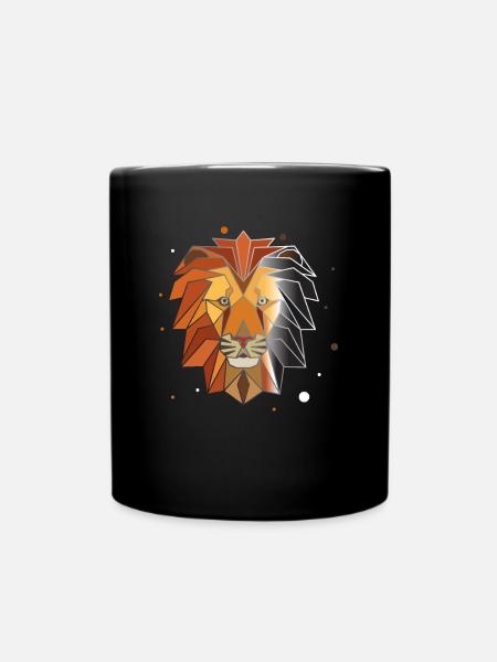Löwe Polygon - Tasse einfarbig - Schwarz