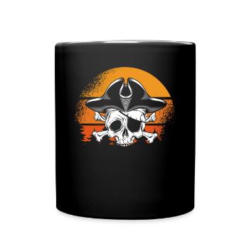 Crâne de Pirate Soleil rétro - Mug uni - noir - Devant