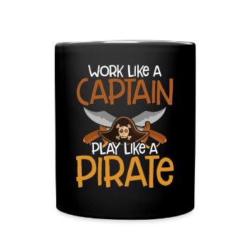 Travaillez comme un capitaine pirate - Mug uni - noir - Devant