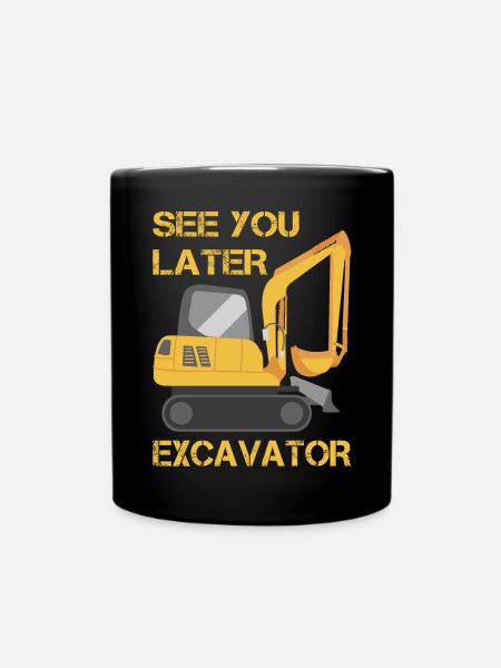 Until later excavator-toddler-boy-children-outfit - Full Colour Mug - black