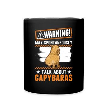Warnung Capybara Liebhaber Wasserschwein - Tasse einfarbig - Schwarz - Vorne