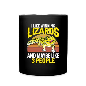 Leopard Gecko Lizard Reptiles Herpetologist - Full Colour Mug - black - Front