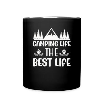 Wandern Wanderer Zelten lustiger Spruch - Tasse einfarbig - Schwarz - Vorne