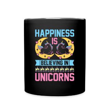 Le bonheur, c’est croire en la licorne licorne - Mug uni - noir - Devant