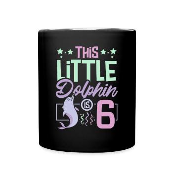 6 years this little dolphin is 6th birthday - Tasse einfarbig - Schwarz - Vorne