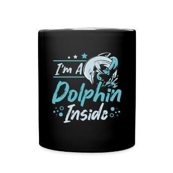I'm a dolphin inside - Tasse einfarbig - Schwarz - Vorne