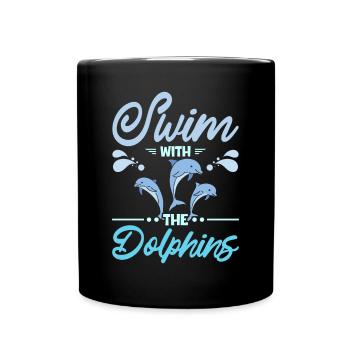 Swim with the dolphins - Tasse einfarbig - Schwarz - Vorne