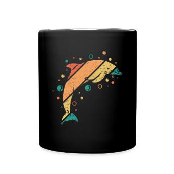Dauphin rétro vintage - Mug uni - noir - Devant