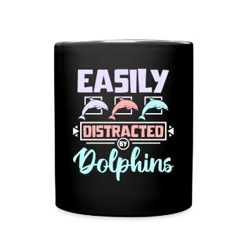Easily distracted by dolphins - Tasse einfarbig - Schwarz - Vorne