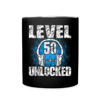 Level 50 Unlocked Birthday Gift 50 Years - Full Colour Mug - black - Front