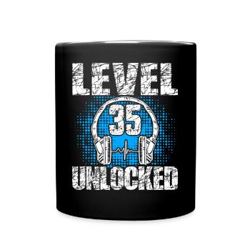Level 35 Unlocked Birthday Gift 35 Years - Full Colour Mug - black - Front