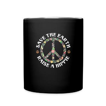 Hippie Peace Flower Power Amour Paix Cadeau - Mug uni - noir - Devant