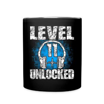 Level 11 Unlocked Birthday Gift 11 years - Full Colour Mug - black - Front