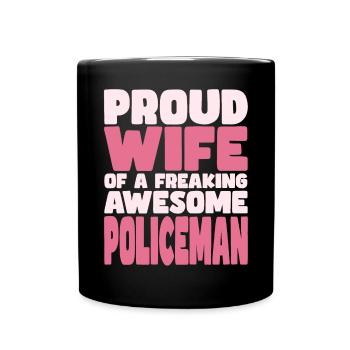 Proud Wife of A Damn Good Policeman - Full Colour Mug - black - Front