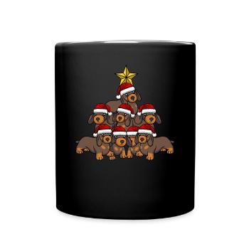 Arbre de Noël teckel - Mug uni - noir - Devant