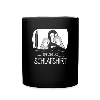 Offizielles Schlafshirt Pinguin - Tasse einfarbig - Schwarz - Vorne